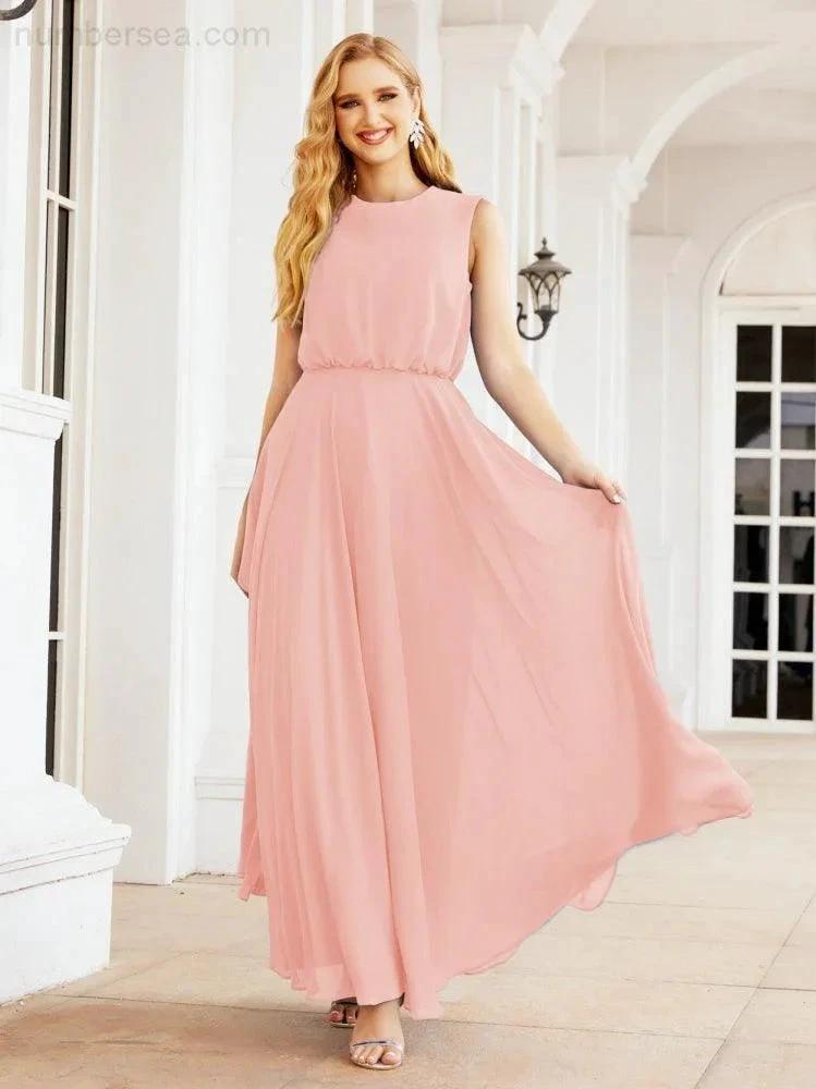 ZapDress Sleeveless Long Bridesmaid Dress A line Formal Evening Prom Gown 28025 (ZD17053)