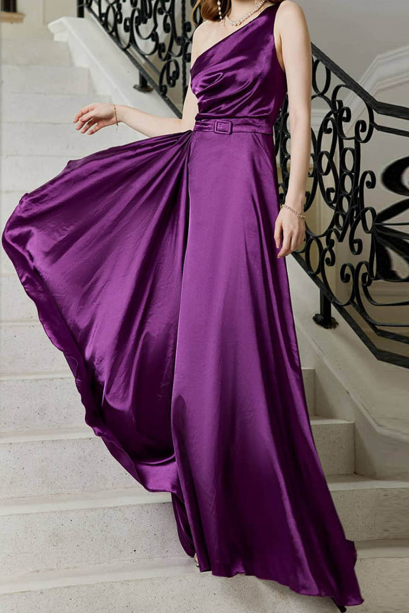 Elegant Solid Slit Oblique Collar Evening Dress Dresses - View 7 | VelvetHem