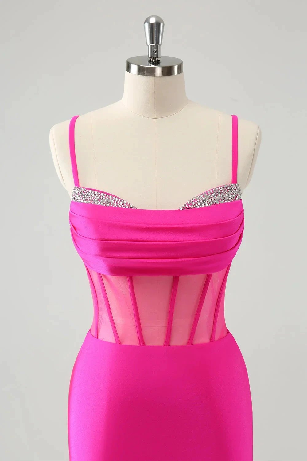 Chic Fuchsia Bodycon Pleated Corset Short Homecoming Dress with Beading (ZD11519)