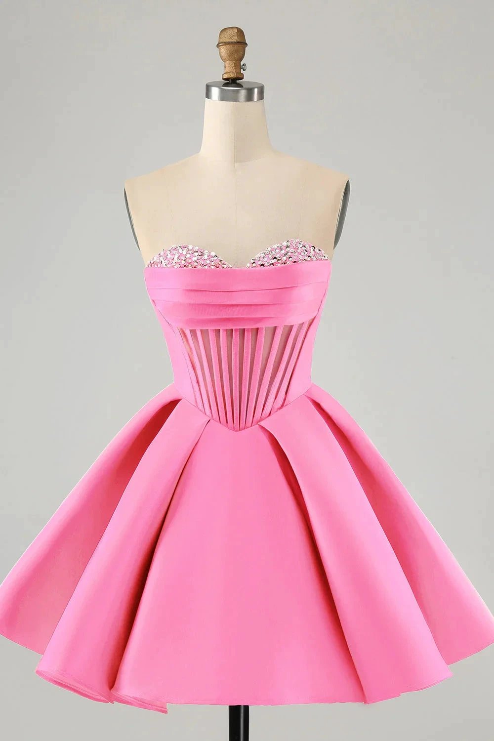 Cute A Line Sweetheart Corset Short Fuchsia Homecoming Dress with Beading by WEDTREND