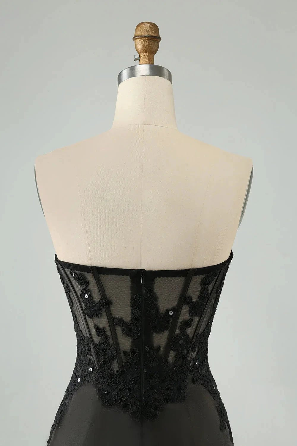 Black Bodycon Sweetheart Corset Short Homecoming Dress with Appliques (ZD11565)