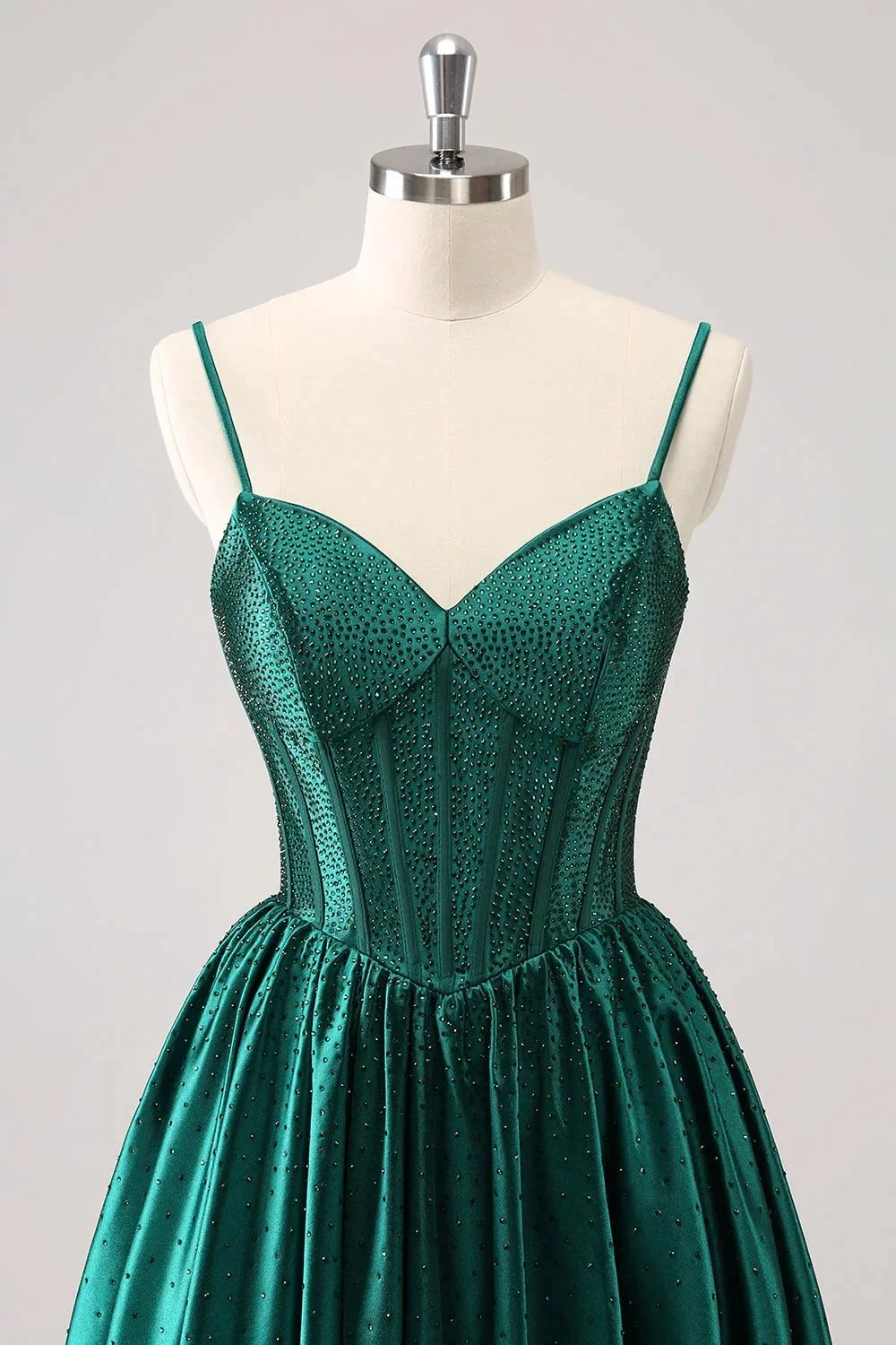 Cute Dark Green A Line Spaghetti Straps Ruffle Corset Short Homecoming Dress with Beading (ZD11471)