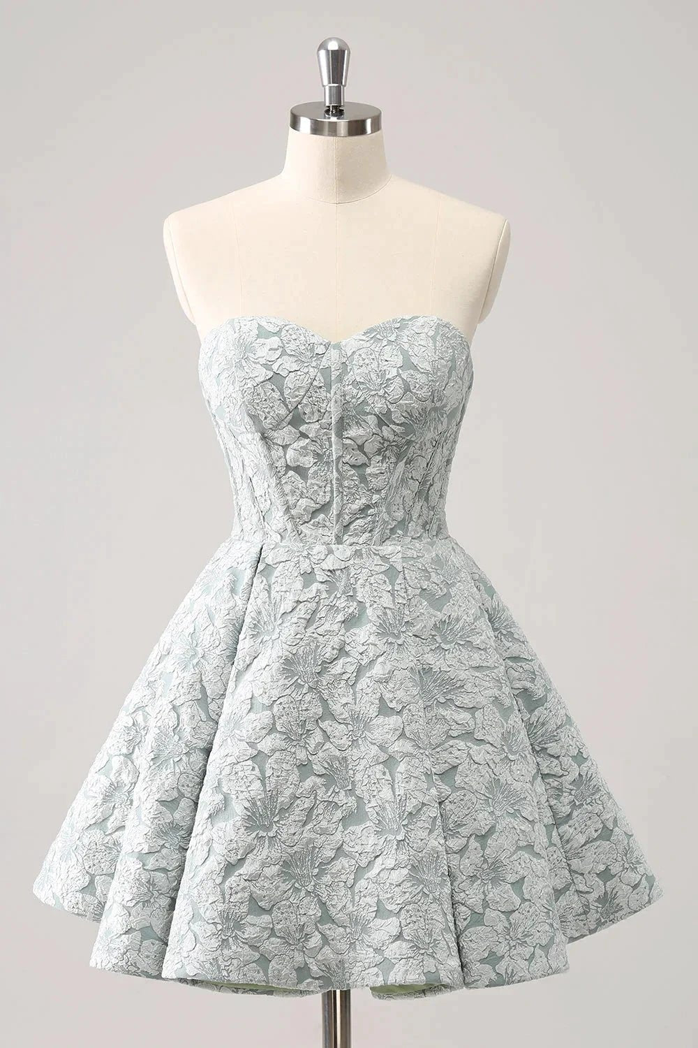 Cute Grey Green A Line Sweetheart Corset Short Homecoming Dress by WEDTREND