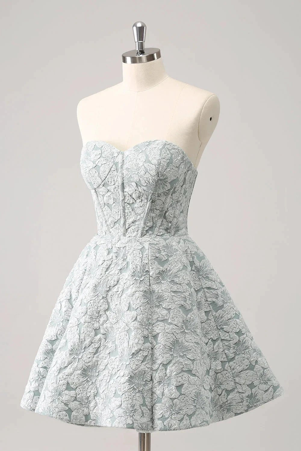 Cute Grey Green A Line Sweetheart Corset Short Homecoming Dress (ZD11460)