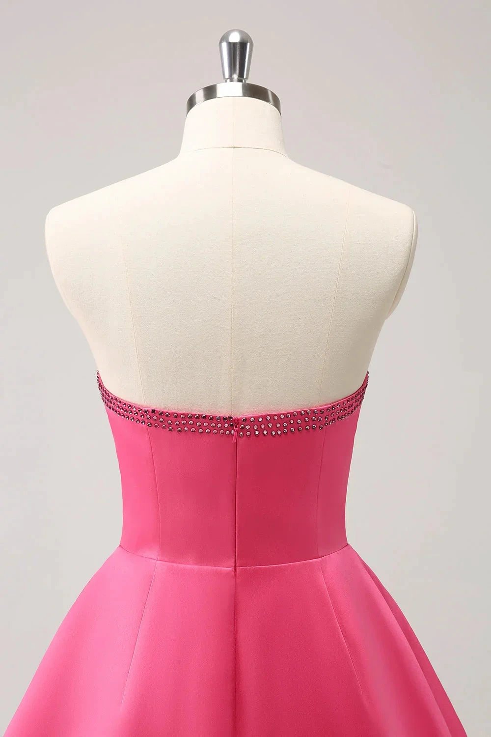 Cute Hot Pink A Line Strapless Cut Out Homecoming Dress with Beading (ZD11458)