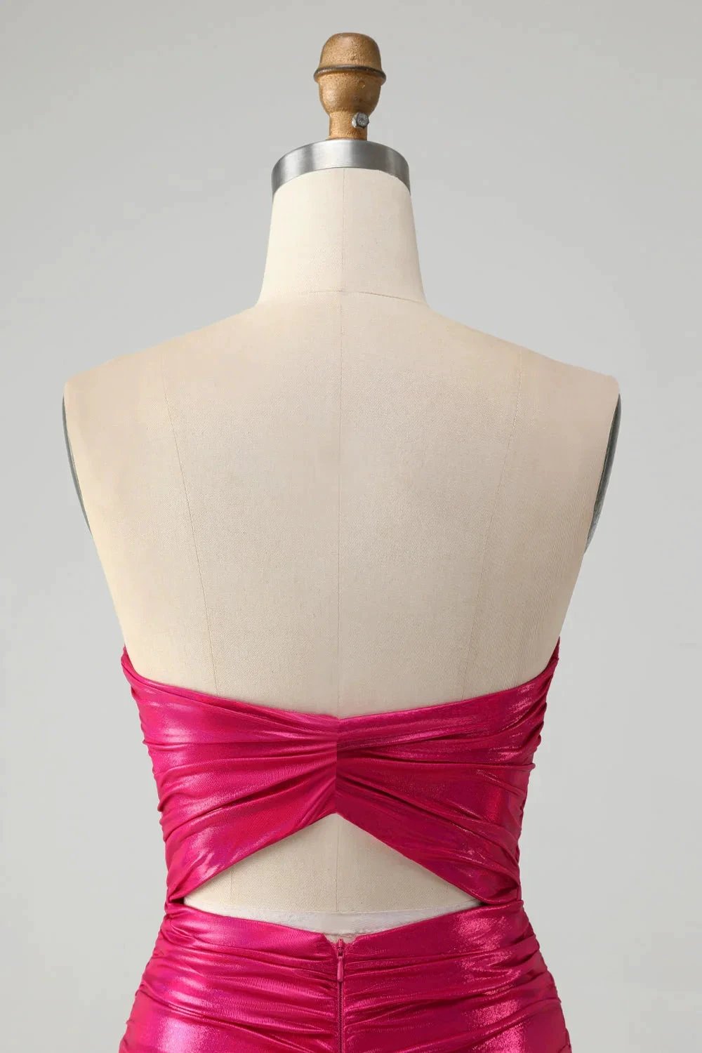 Chic Strapless Keyhole Pleated Fuchsia Tight Homecoming Dress (ZD11502)
