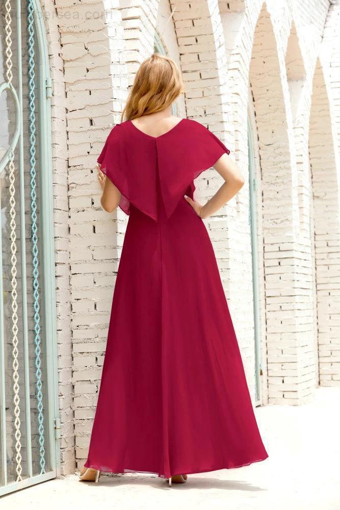 Zapdress Mother of The Bride Dresses Plus Size V-Neck Floor Length Formal Prom Dress for Wedding Guest 28020 (ZD17058)