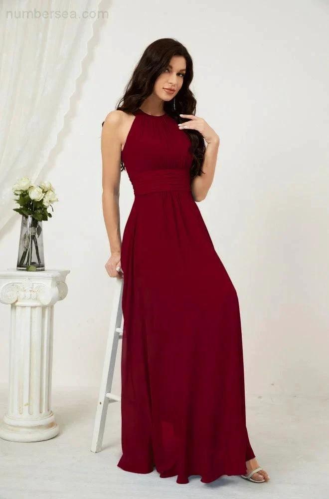 ZapDress Formal Party Gown Dress Chiffon Halter Long Sleeveless Bridesmaid Dresses 2802 (ZD16960)