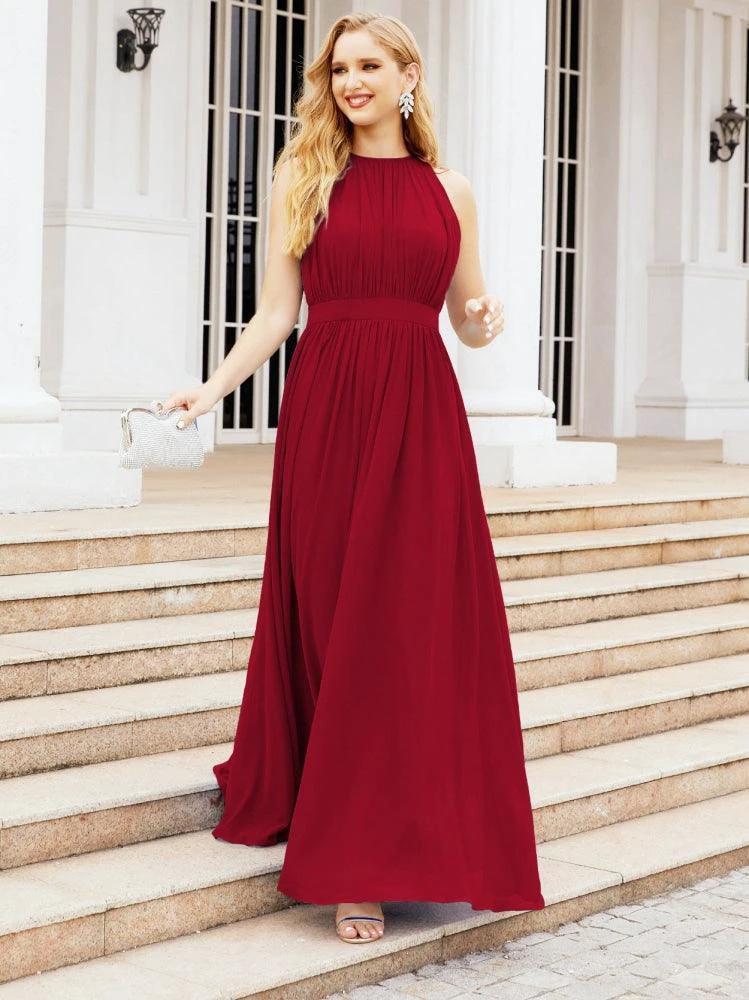 Numbersea Halter Bridesmaid Dress Empire Waist Formal Evening Prom Gown for Mother of The Bride 28030 by numbersea