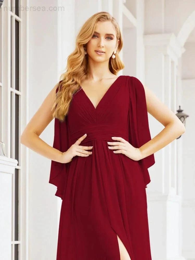 ZapDress Bridesmaid Dresses with Split for Wedding Party Flutter Sleeves 28045 (ZD16996)