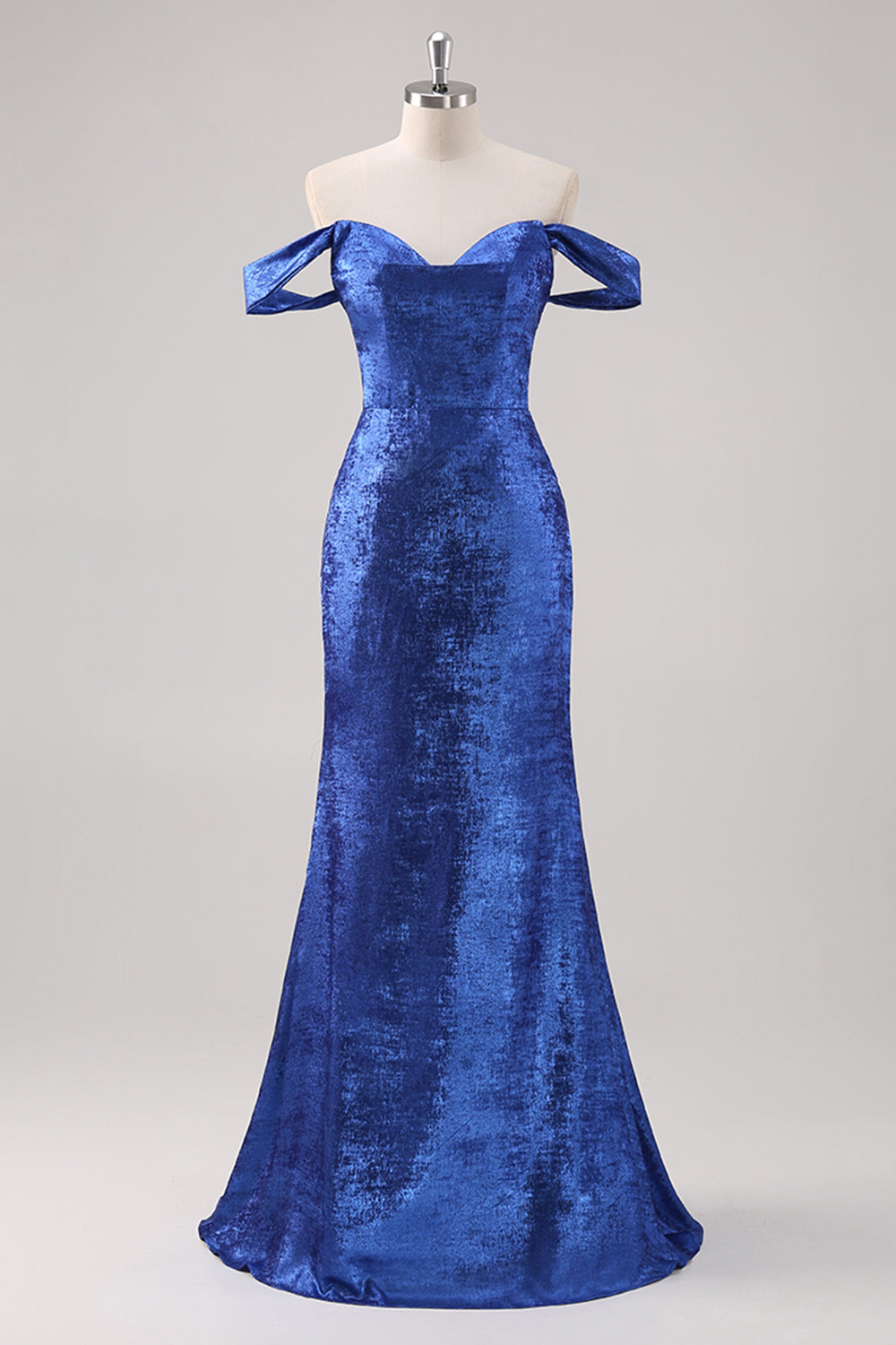 Royal Blue Off The Shoulder Sheath Formal Dress with Detachable Sleeves