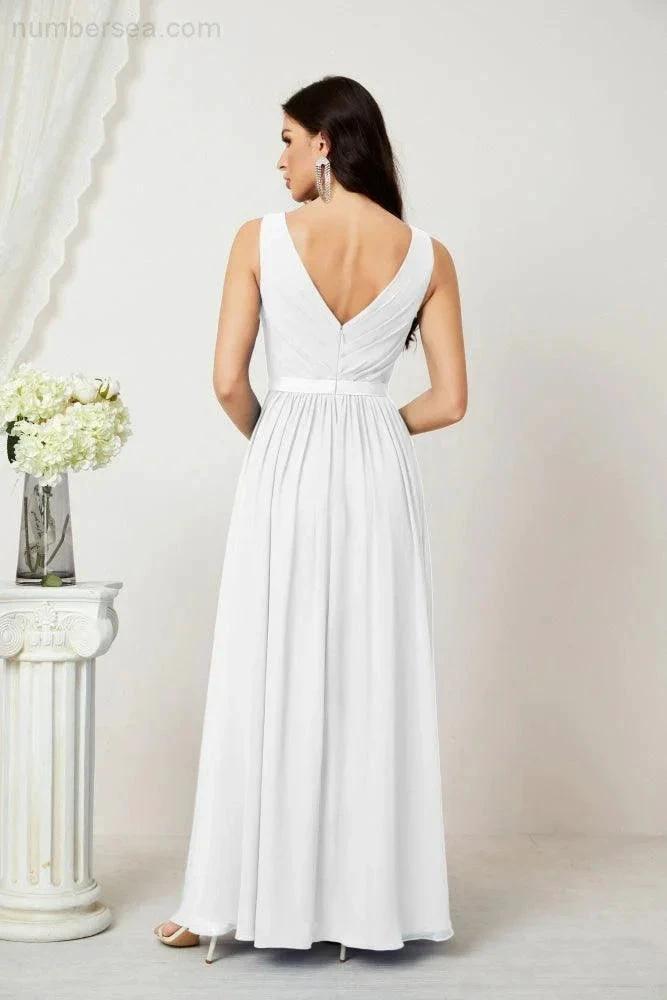 Women's Chiffon Long Bridesmaid Dresses A line Sleeveless Formal Prom Gown for Evening Party Homecoming Dresses 2808 (ZD16947)