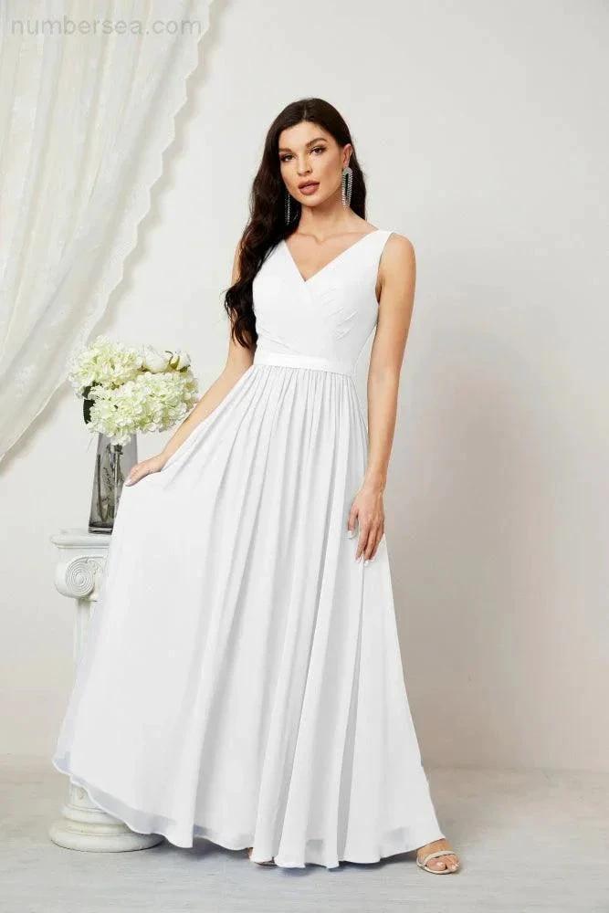 Women's Chiffon Long Bridesmaid Dresses A line Sleeveless Formal Prom Gown for Evening Party Homecoming Dresses 2808 (ZD16947)