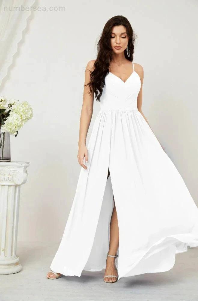 ZapDress  Neck Bridesmaid Dresses Chiffon Long Spaghetti A-line Formal Prom Gown for Wedding Party Evening 2801 (ZD16961)