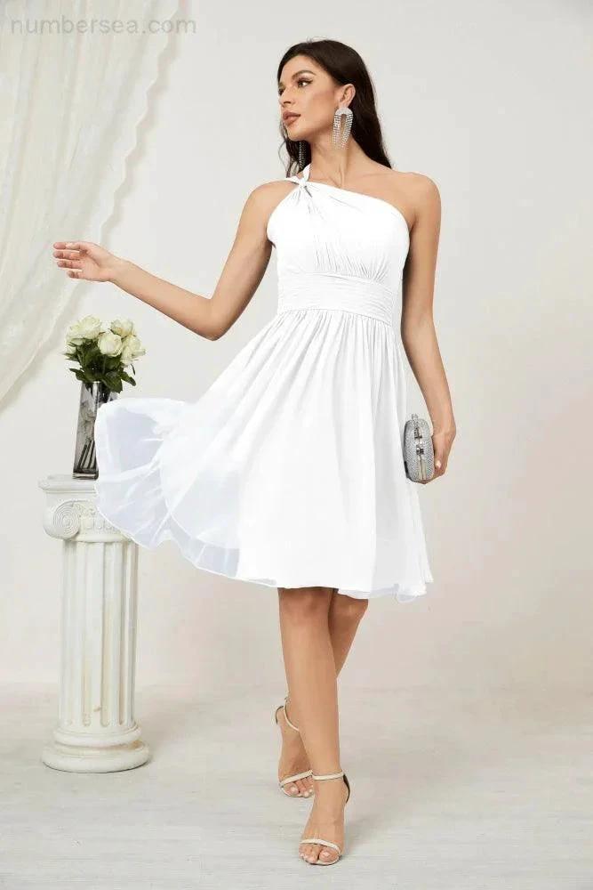 ZapDress Women Chiffon Short One Shoulder Bridesmaid Dress Formal Dresses for Party Homecoming  2804 (ZD16948)