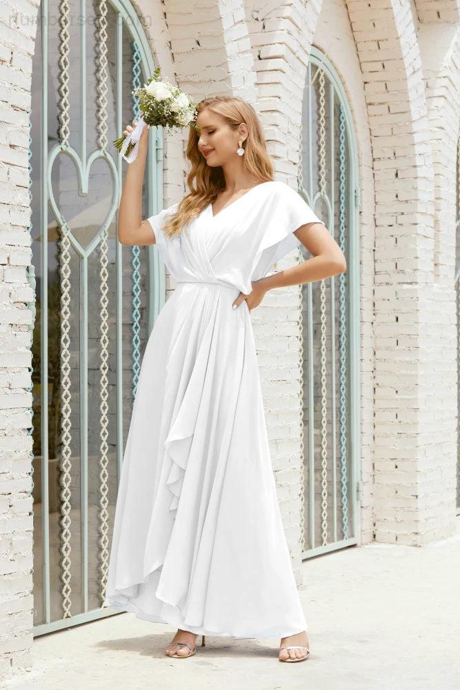 Zapdress Mother of The Bride Dresses Plus Size V-Neck Floor Length Formal Prom Dress for Wedding Guest 28020 (ZD17058)