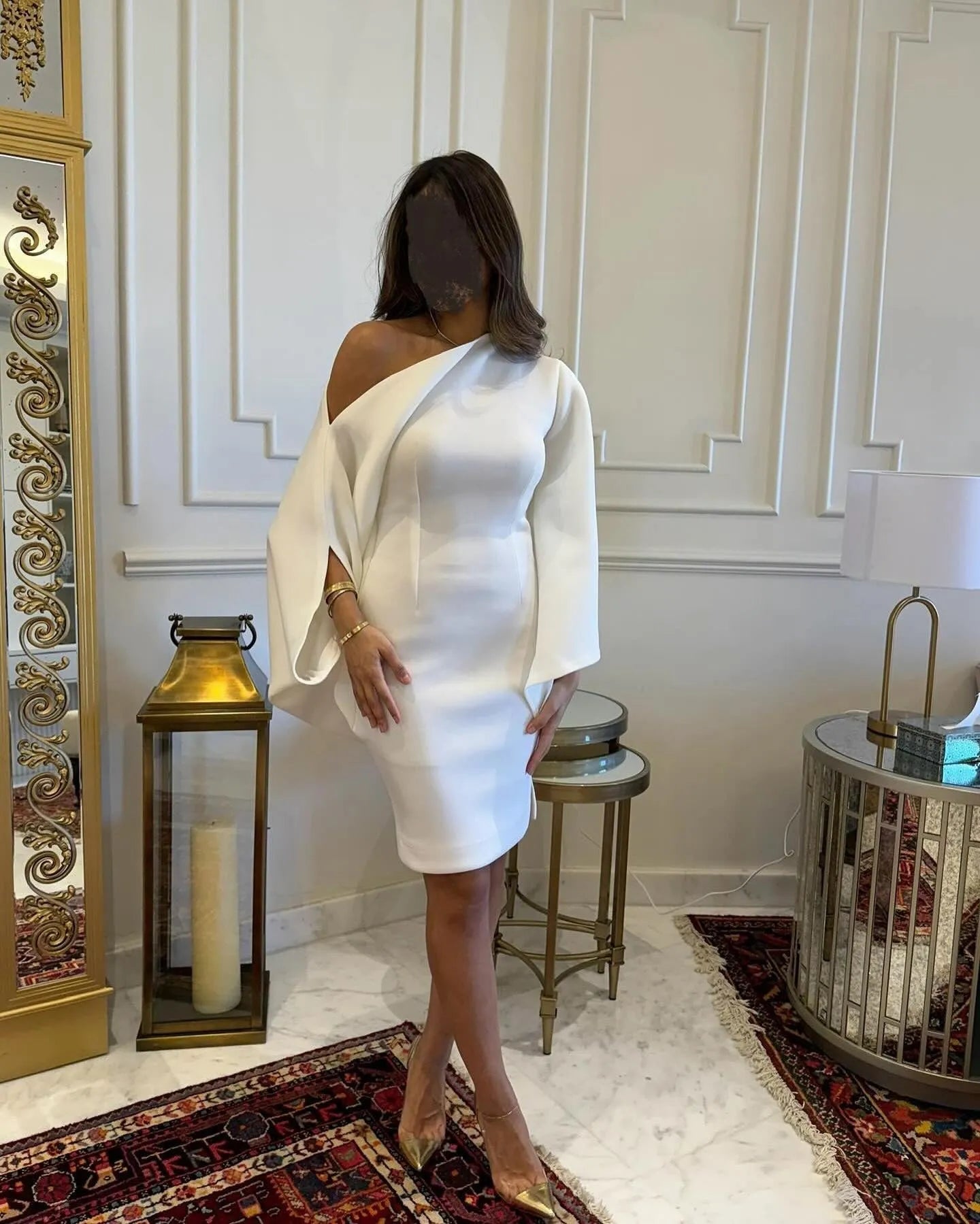 Mermaid Prom Dresses For Women Puff Sleeves Knee Length Saudi Arabia Elegant Party Dresses For Formal Occasions