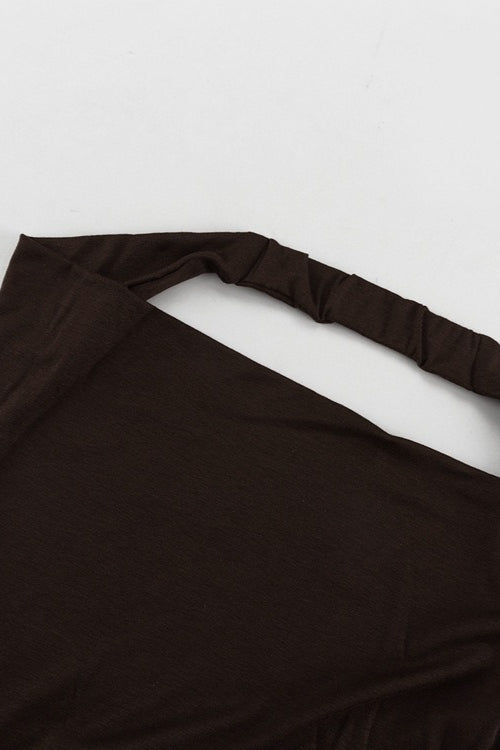Brown Halter Backless Relaxed Dress for Boutique Fashion Look