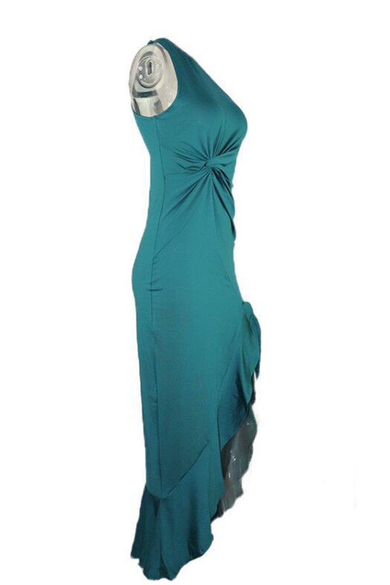 Elegant Solid Flounce Slit One Shoulder Evening Dress Dresses(8 Colors) - View 11 | VelvetHem