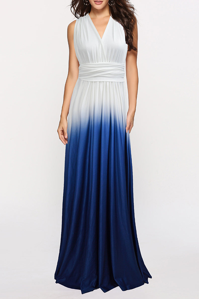 Sexy Gradual Change Bandage Contrast V Neck Evening Dress Dresses - View 9 | VelvetHem
