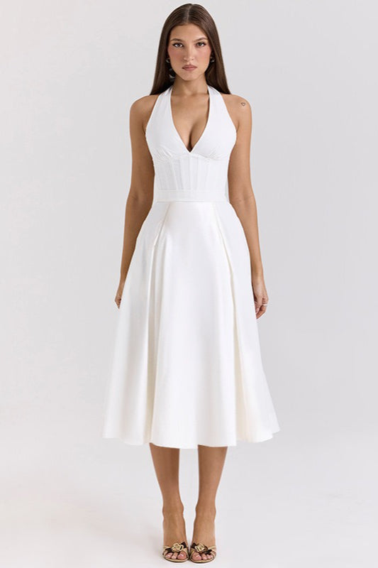 Elegant Deep V Relaxed Dress for Everyday Wear Boutique Fashion Style
