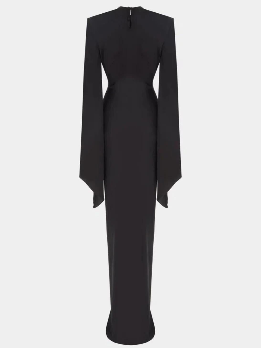 Gothic Style High Neck Dramatic Sleeves Maxi Dress