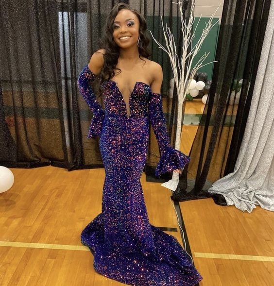 2023 Mermaid Long Purple Prom Dresses Party Dress
