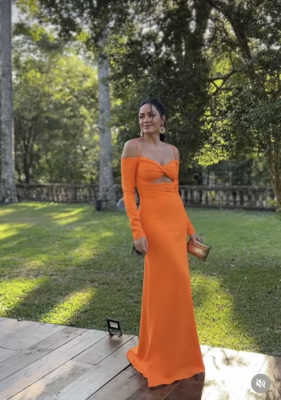 Orange prom dress Evening Gown Long Prom Dresses