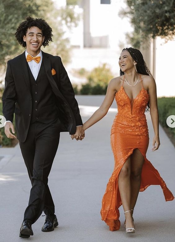 Orange prom dress Evening Gown Long Prom Dresses - View 2 | FashionDia