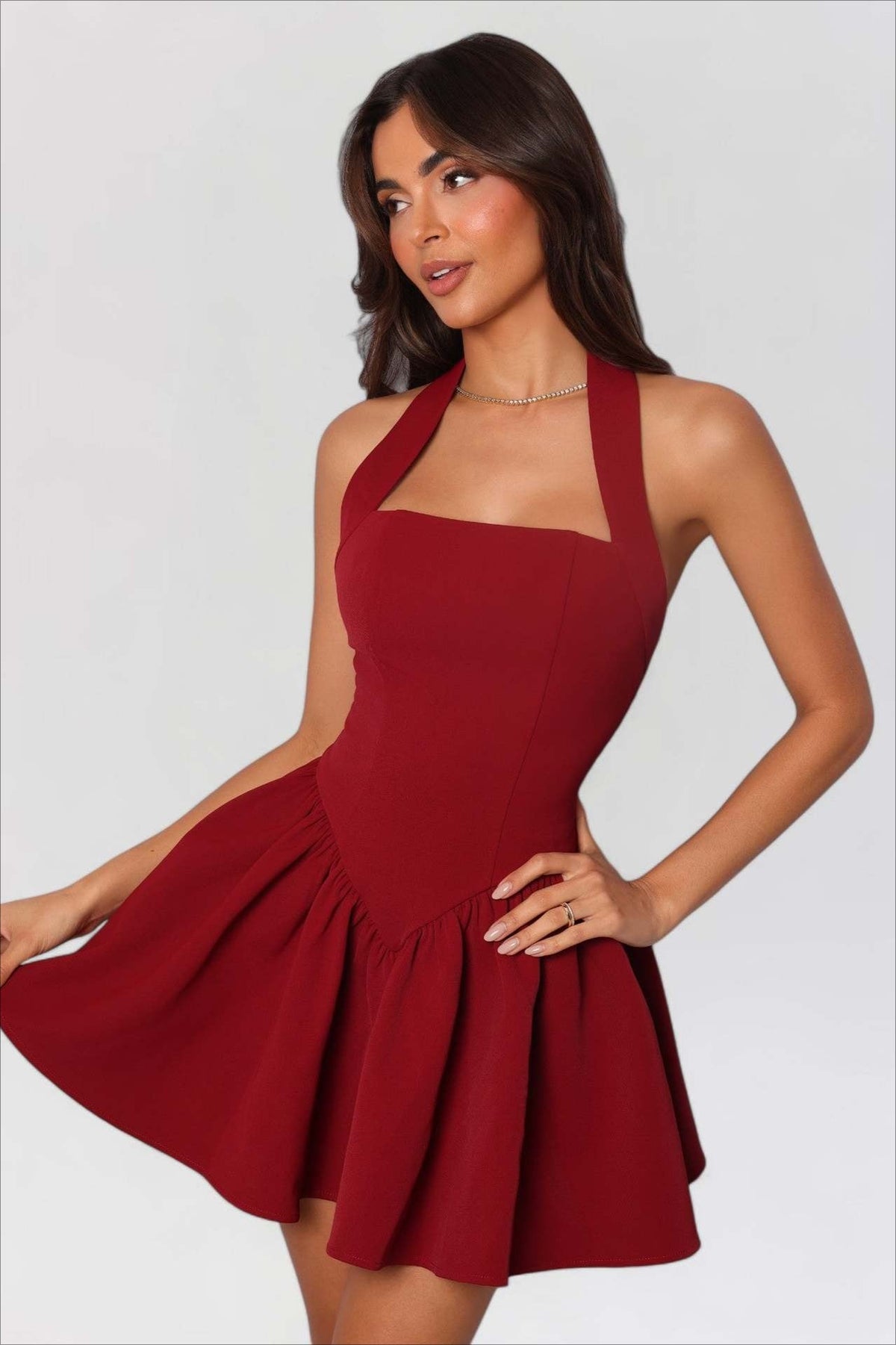 Low-Back Ruffle Mini Party Dress - View 4 | VelvetHem