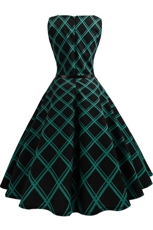 Hepburn Vintage Sleeveless Belted Dress - Fashionpara