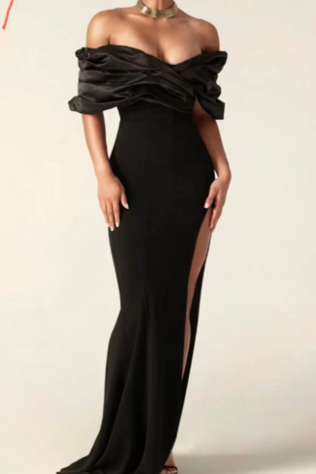 Off-Shoulder Ruched Slit Prom Dress - View 4 | VelvetHem