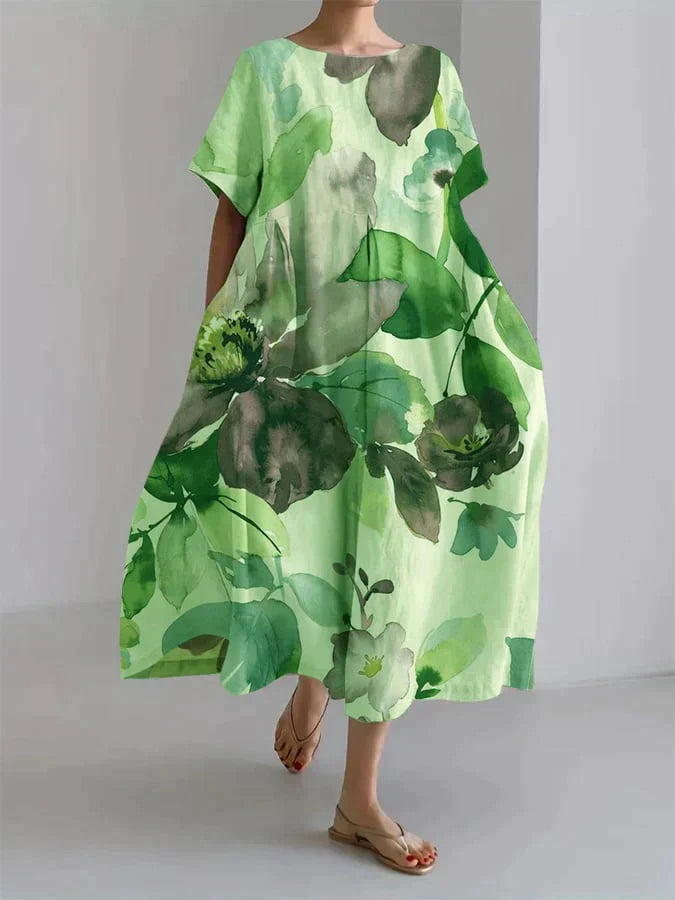 Ada Effortless Women's Loose Dress with Botanical Floral Print Chic Silhouette Collection