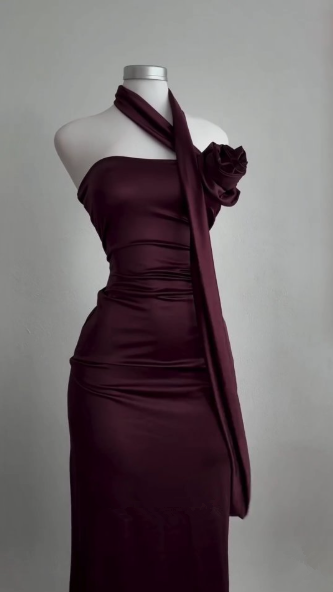Vintage Burgundy Sheath Party Evening Dress,Long Prom Dress