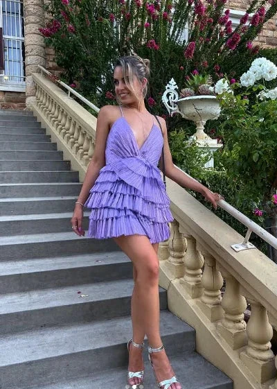 Short Homecoming Dress Ruffle Spaghetti-Neck Party Sexy Mini Dress (ZD12180)