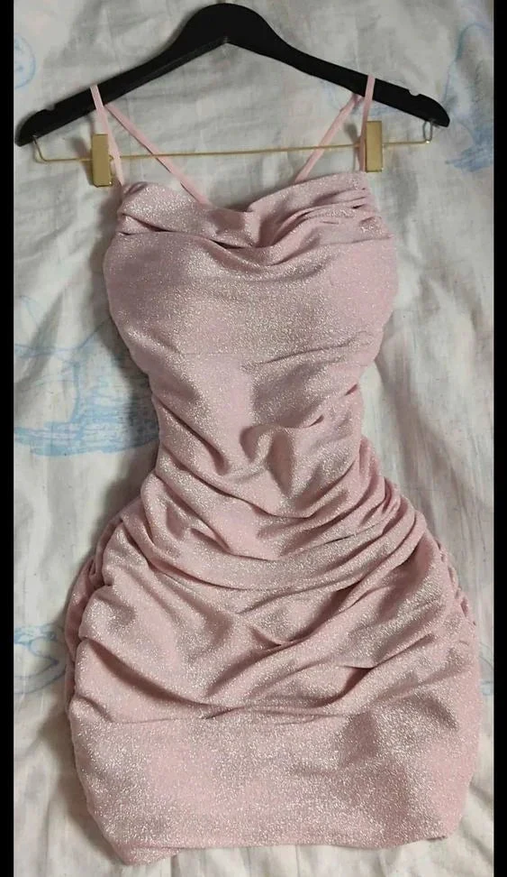 Pink Spaghetti Straps Dress Sexy Pink Homecoming Dress Y2036 by simplepromdress
