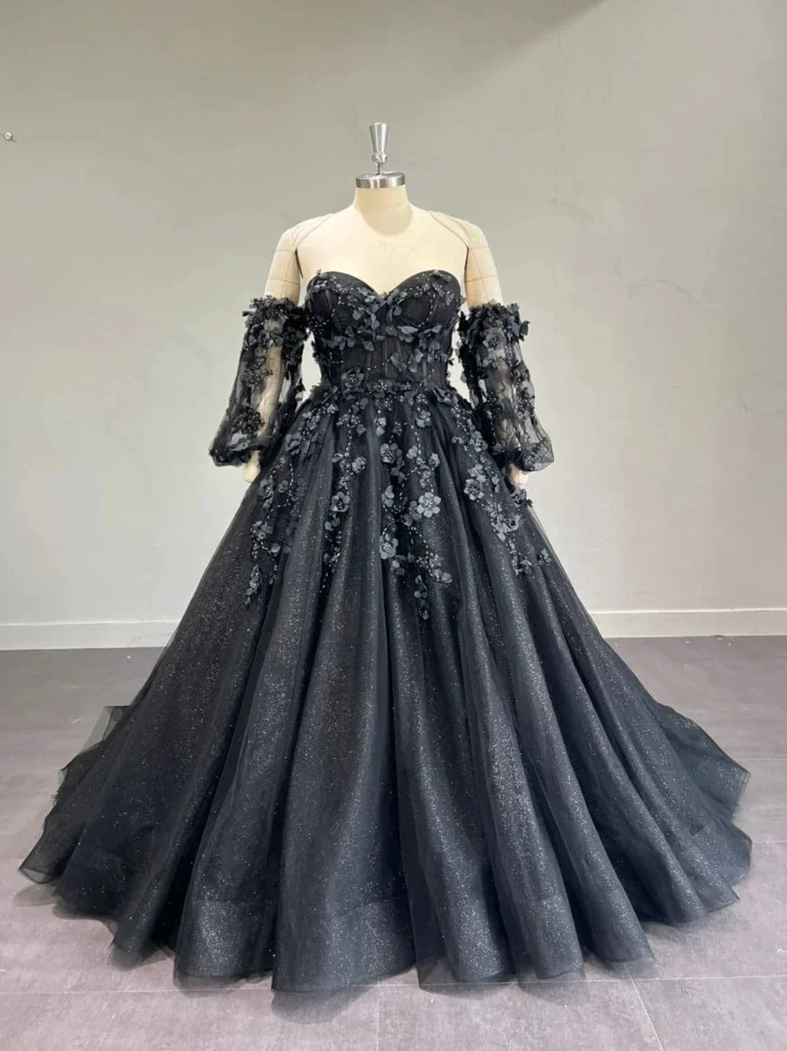 Stunning, Alternative Black Gown, Off The Shoulder Ball Gown Gothic Unconventional Wedding Dress,Y2477 by simplepromdress