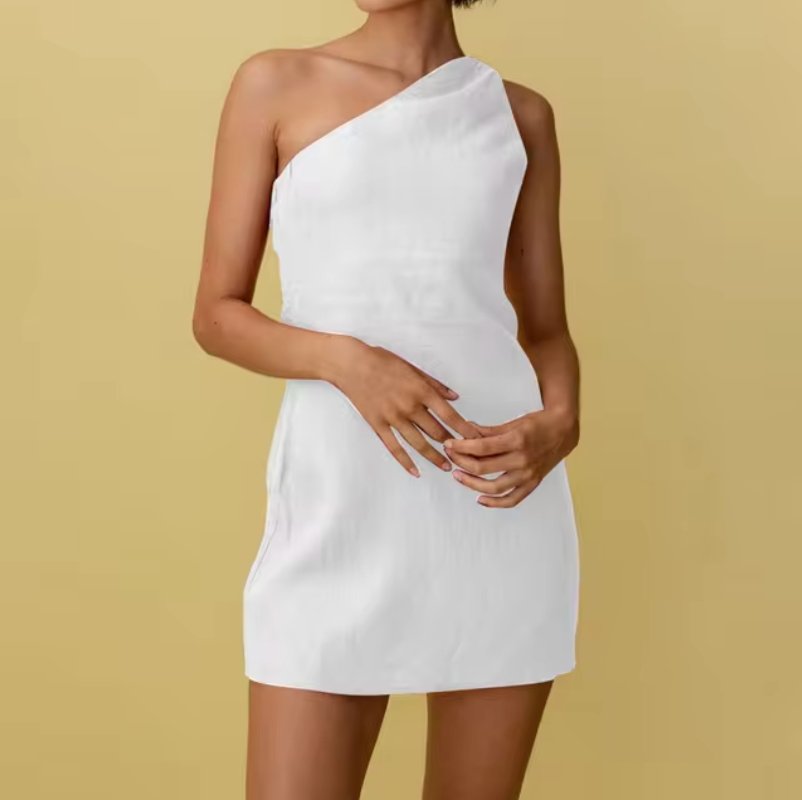 Alida Chic One Shoulder Short Dress Premium Wardrobe Essential