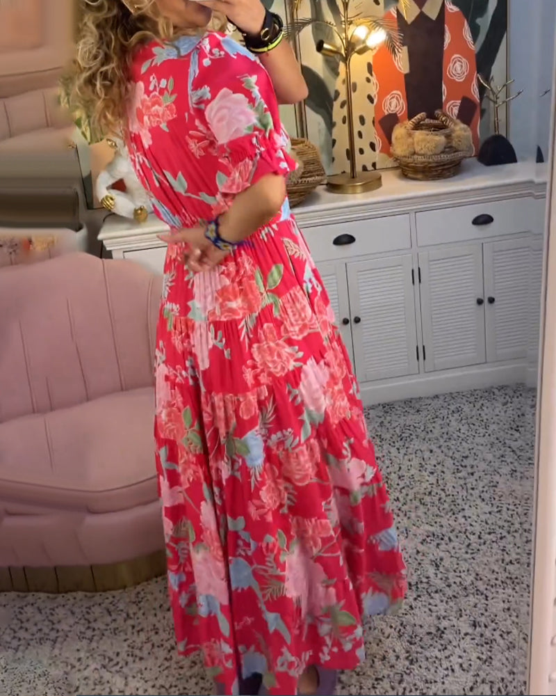 Marina Boutique Floral Dress a Line Puff Sleeves Collection