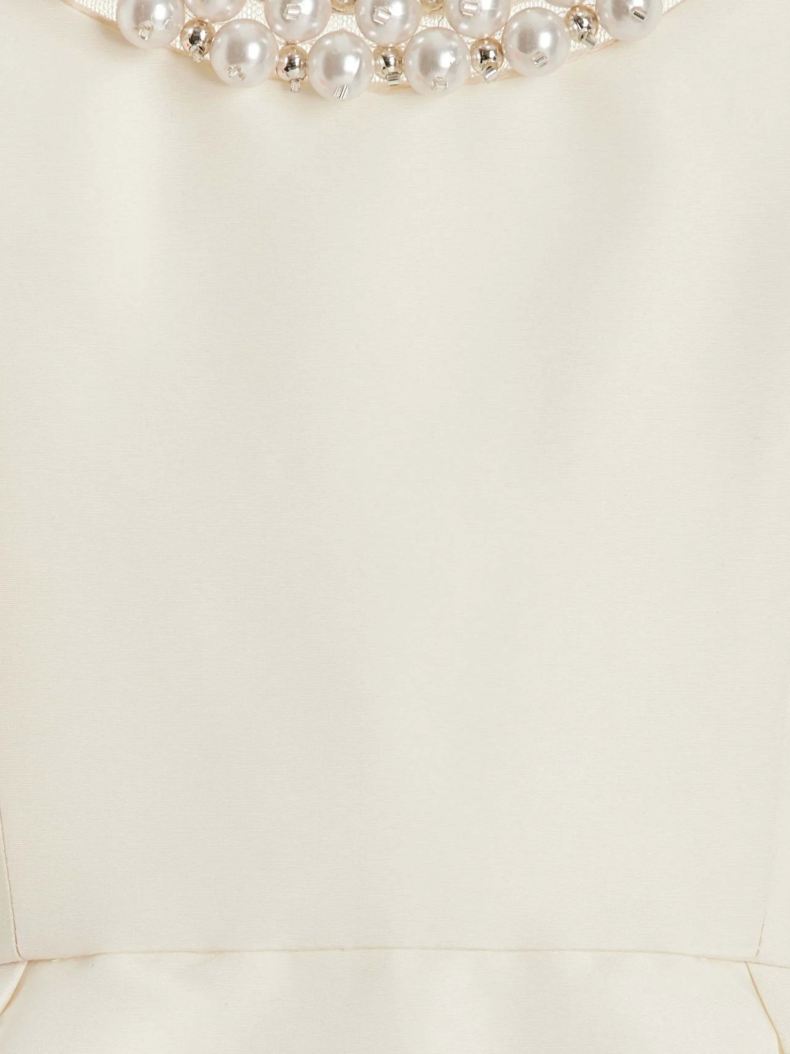 Off White Spaghetti Imitation Pearls Sheath Midi Dress