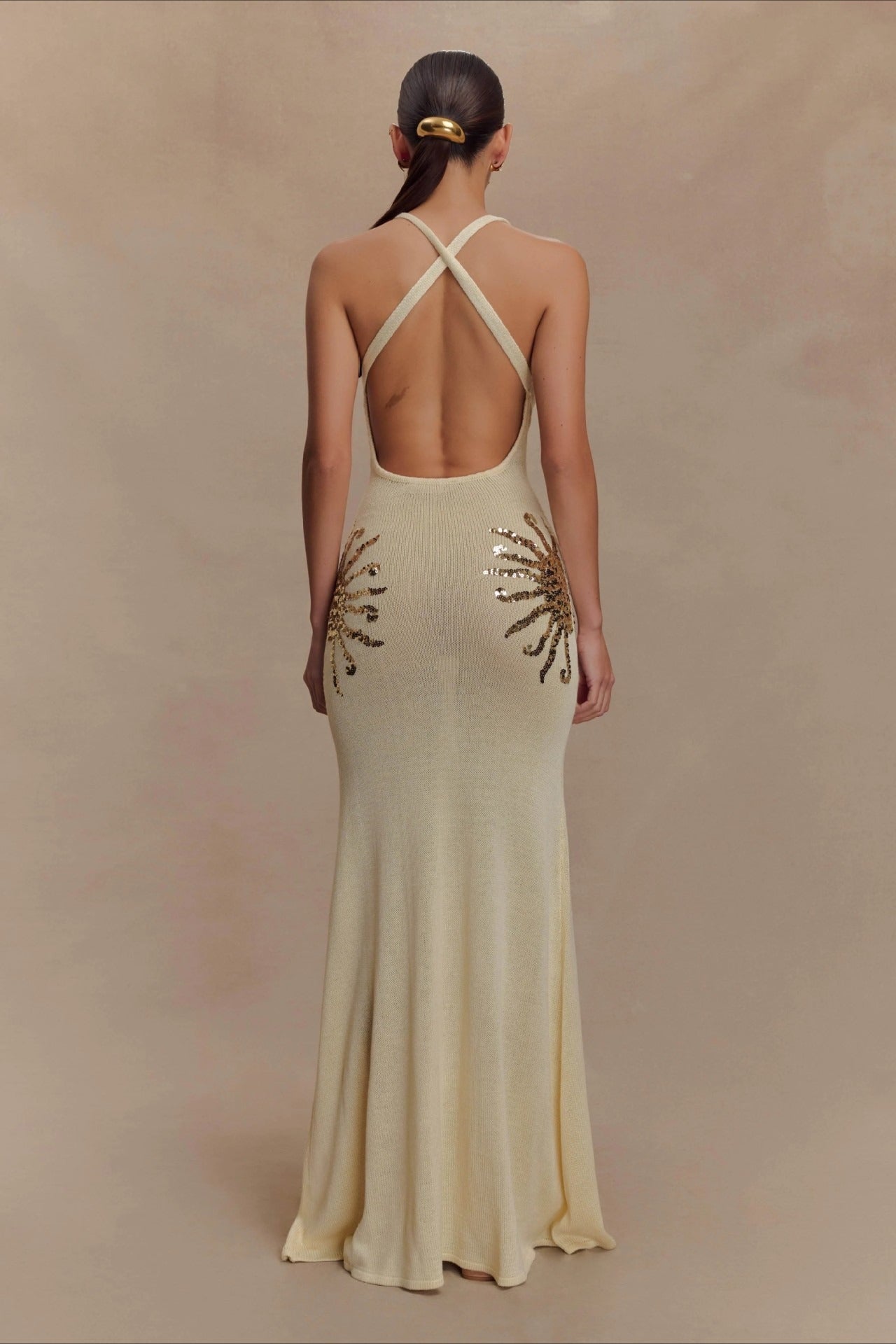 Elegant U Neck Solid Sweater Dress
