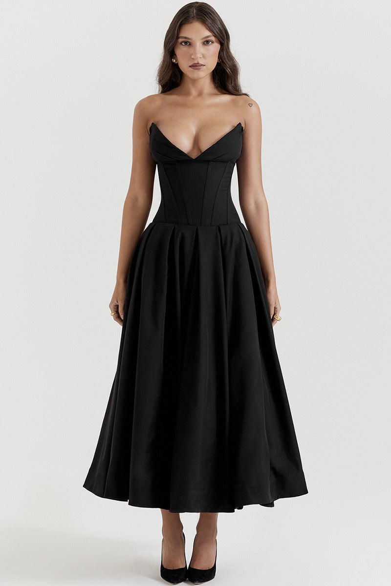 Strapless Corset A Dress with Relaxed Fit and Modern Casual Wear