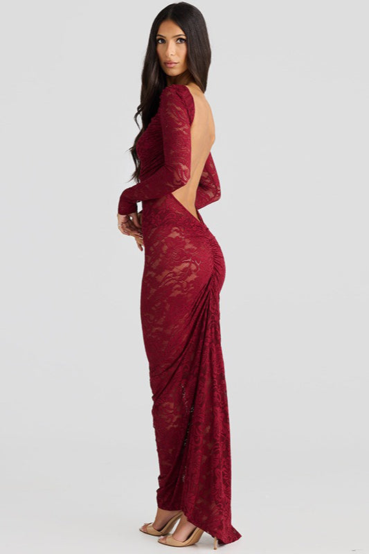 Lace Backless Long Sleeve Lace Dress - View 4 | VelvetHem