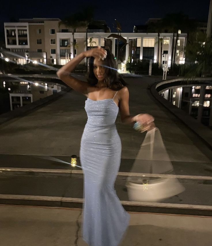 Blue Sparkle Long Prom Party Dress Long Evening Dress