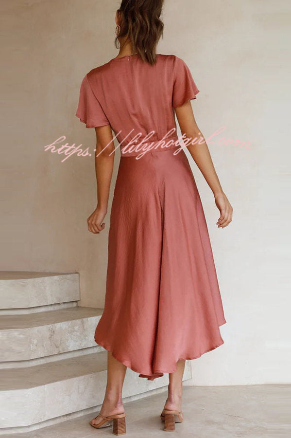 Sunny Daze Butterfly Sleeves Satin Party/ Wedding Dress - Fashionpara