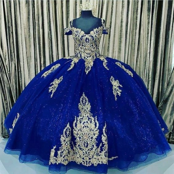 Blue Ball Gown Prom Dresses,Blue Evening Gown - FashionDia