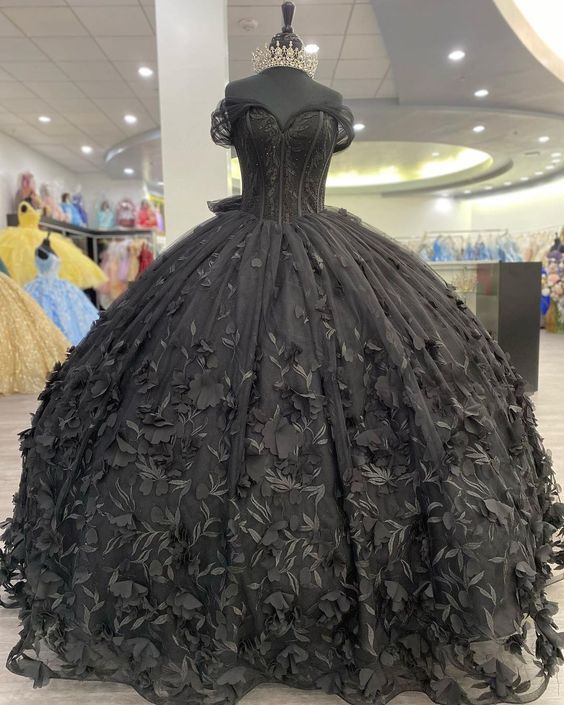 Black quincea�era dress Ball Gown Prom Dresses Evening Gown - FashionDia