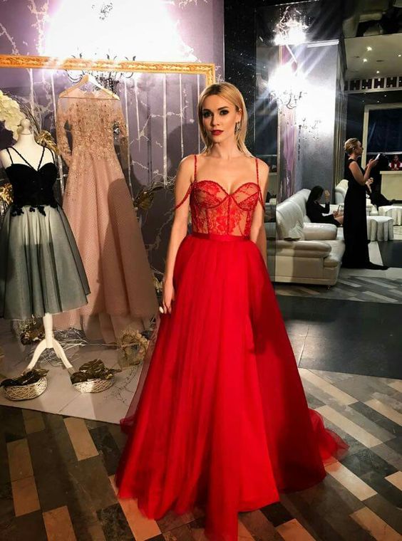 Red evening dress Sexy Prom Dress