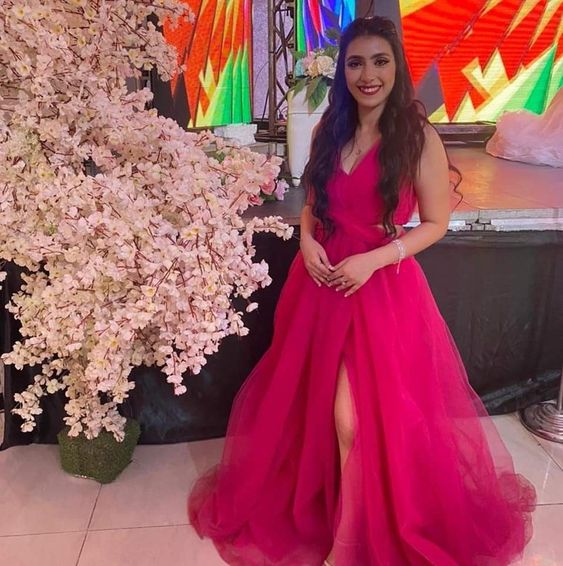 A line tulle Long Prom Dresses Party Evening Gowns