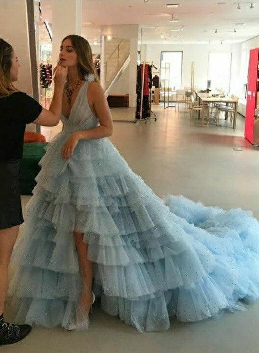 Blue Ball Gown Prom Dresses Long Sexy Prom Dress